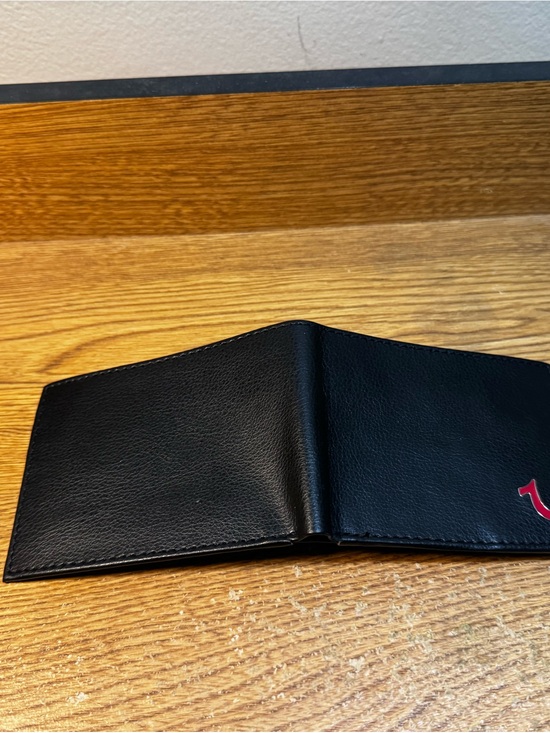 True Religion Other - True Religion Black Leather Card & Key Holder with Red Accent
